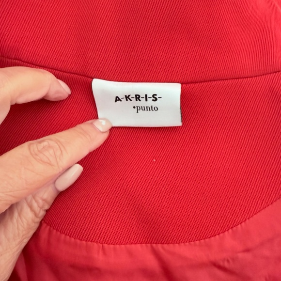 AKRIS Punto Red Mid Length Trench Pea Coat SU 14 Workwear Spring Fashion - Picture 11 of 13